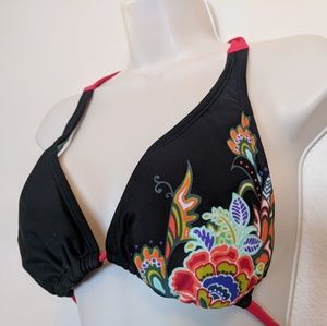 Athleta Black Paisley Bikini Top sz M